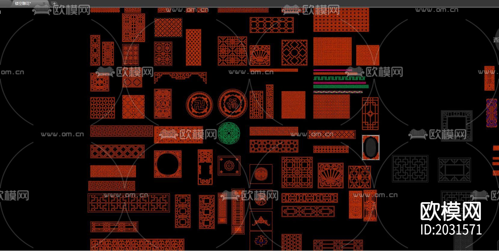 镂空雕花平面cad图库下载（渲染图1）