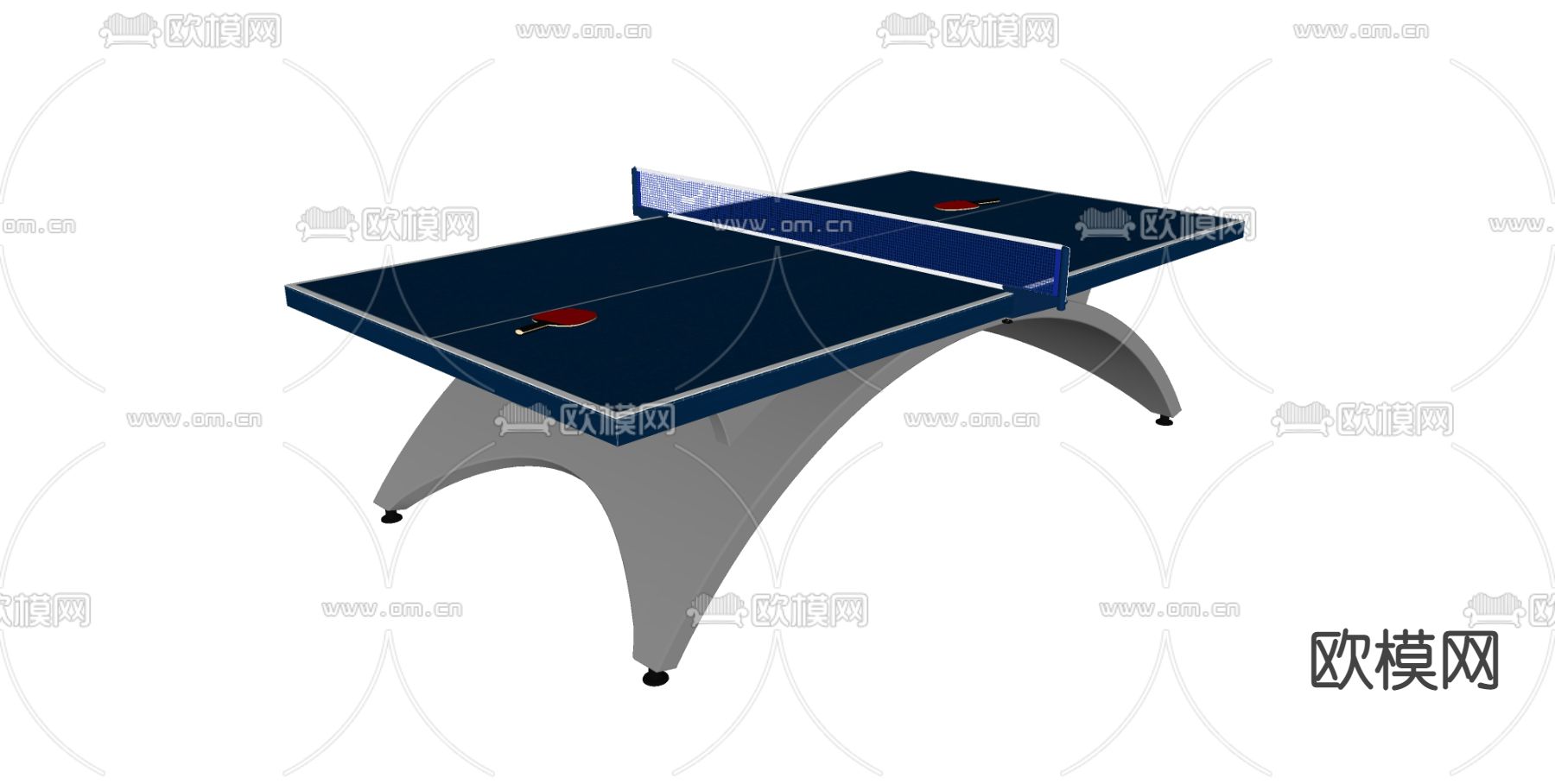 现代乒乓球台su模型下载（渲染图2）