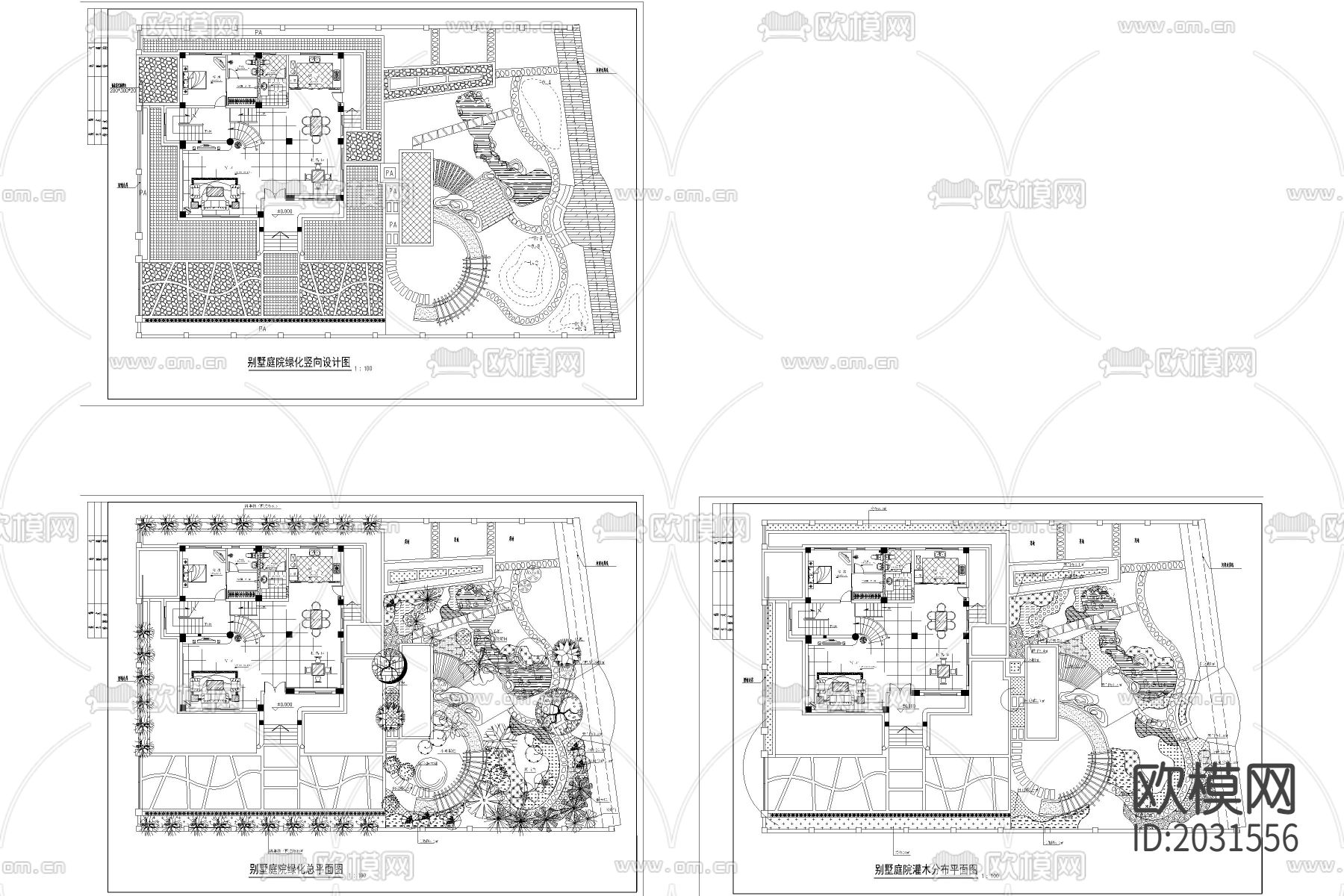 别墅绿化规划cad施工图下载（渲染图2）