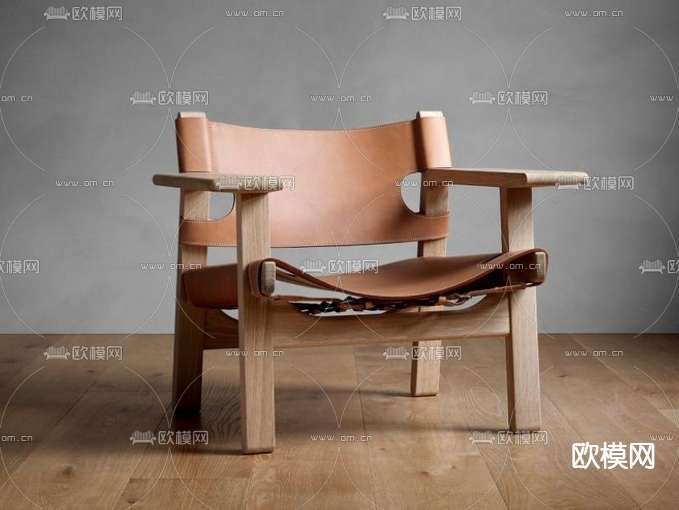 侘寂皮革休闲椅su模型
