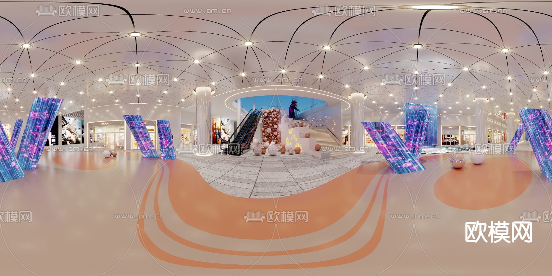现代商业广场cr全景3d模型