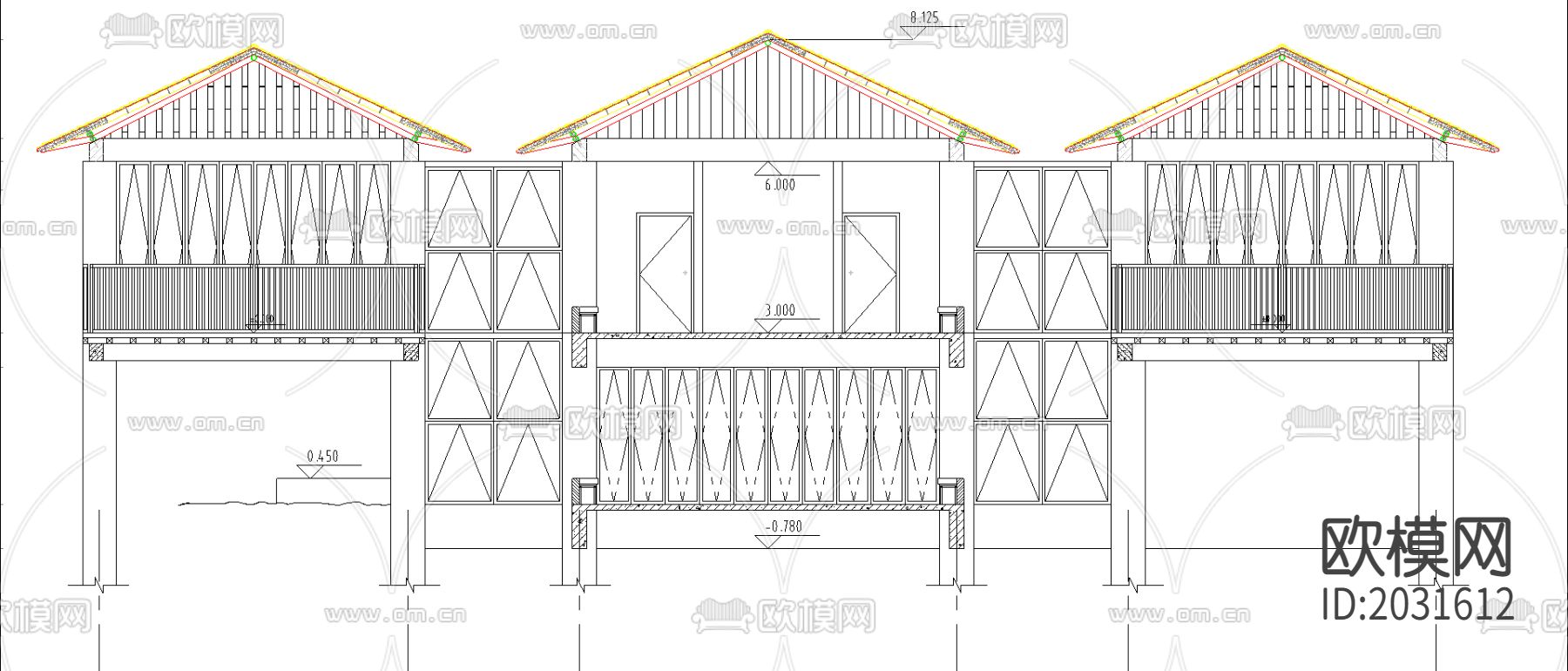 渡假村总统套房cad施工图下载（渲染图3）