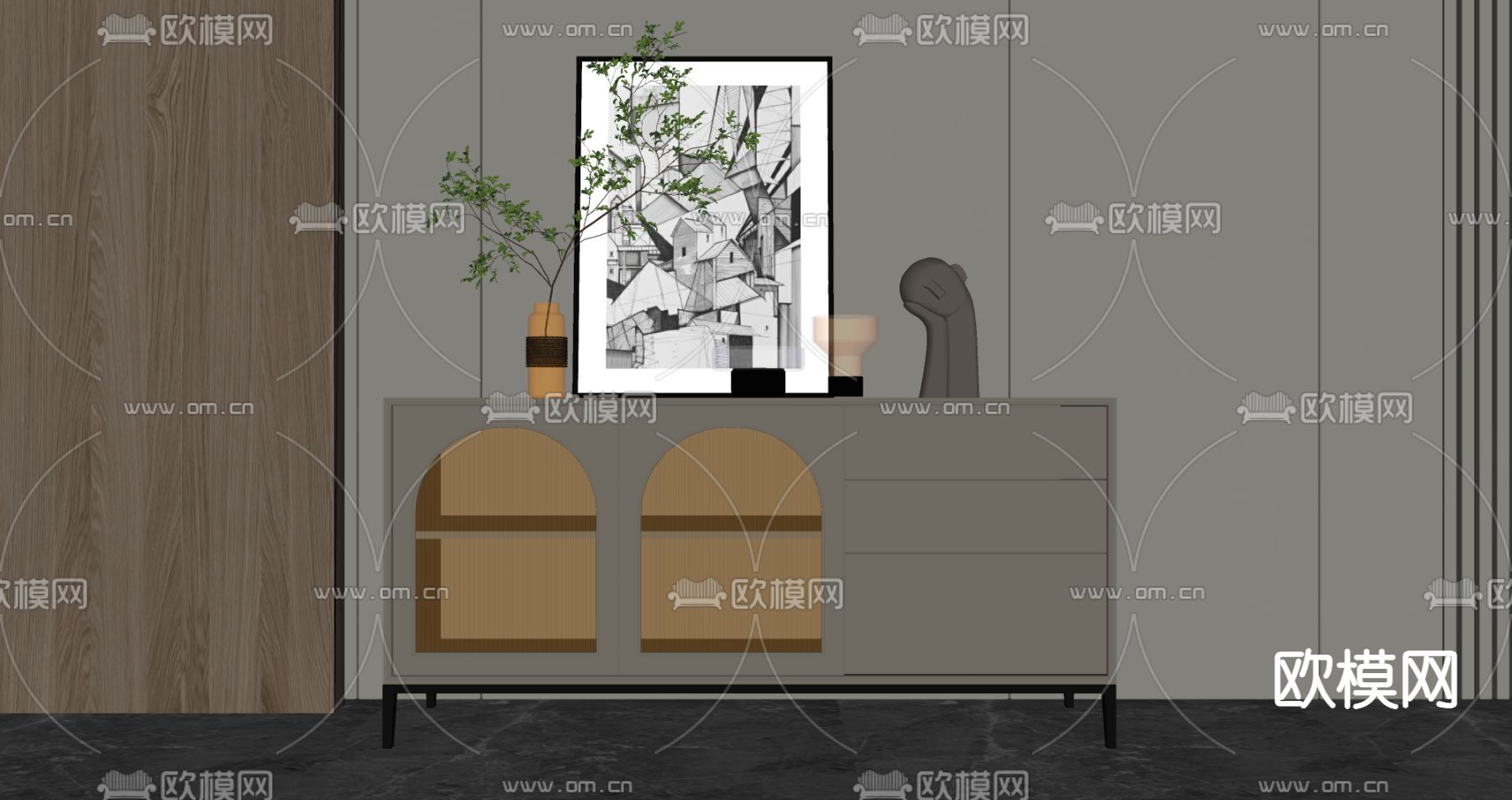现代装饰柜su模型
