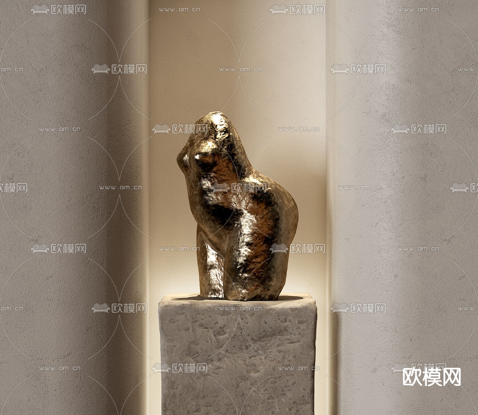 现代抽象雕塑摆件3d模型下载（渲染图1）