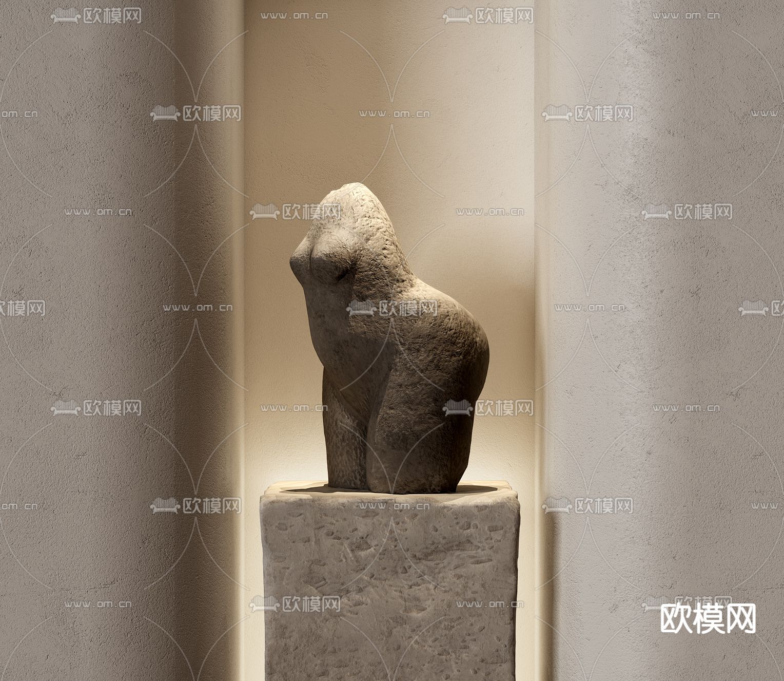 现代抽象雕塑摆件3d模型下载（渲染图2）