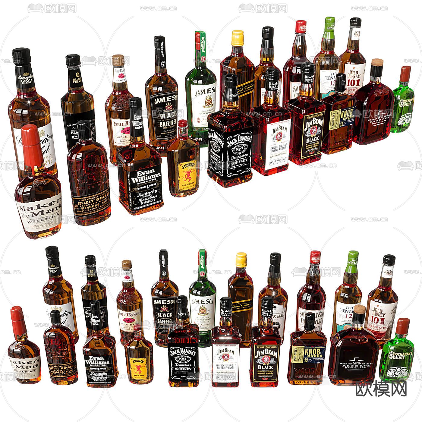 现代酒水洋酒3d模型下载（渲染图1）