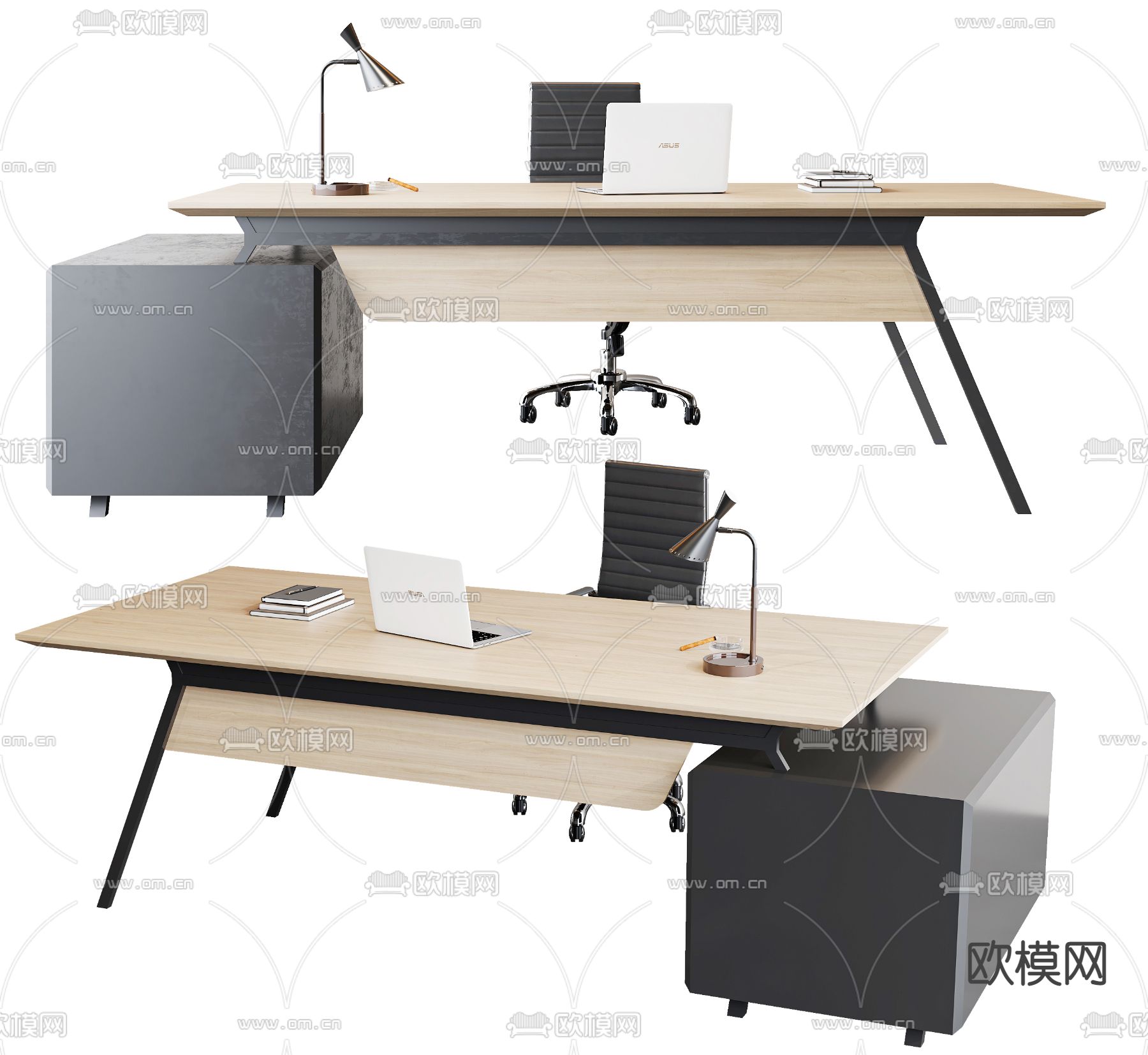 现代办公桌椅su模型下载（渲染图1）