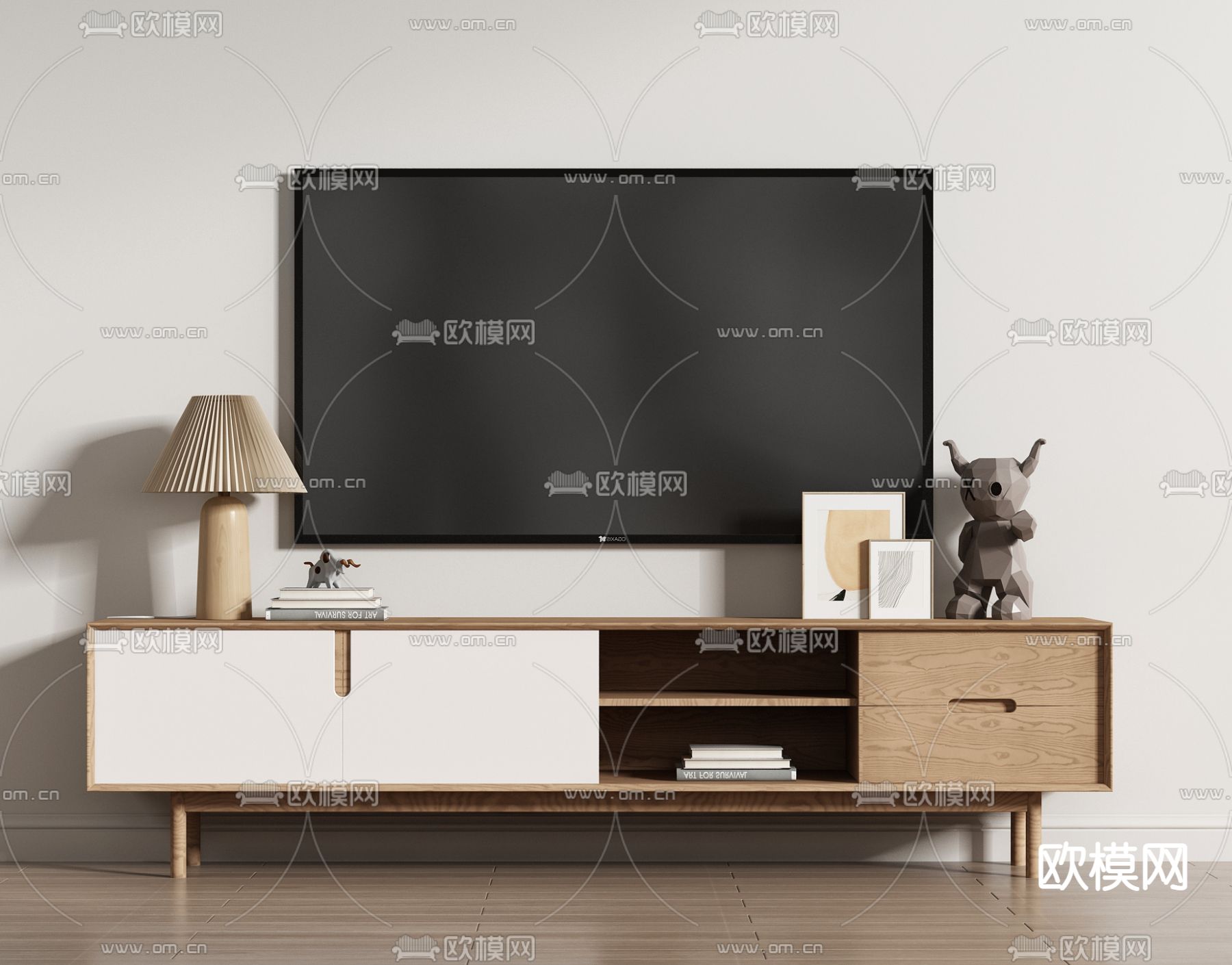 北欧电视柜su模型下载（渲染图1）