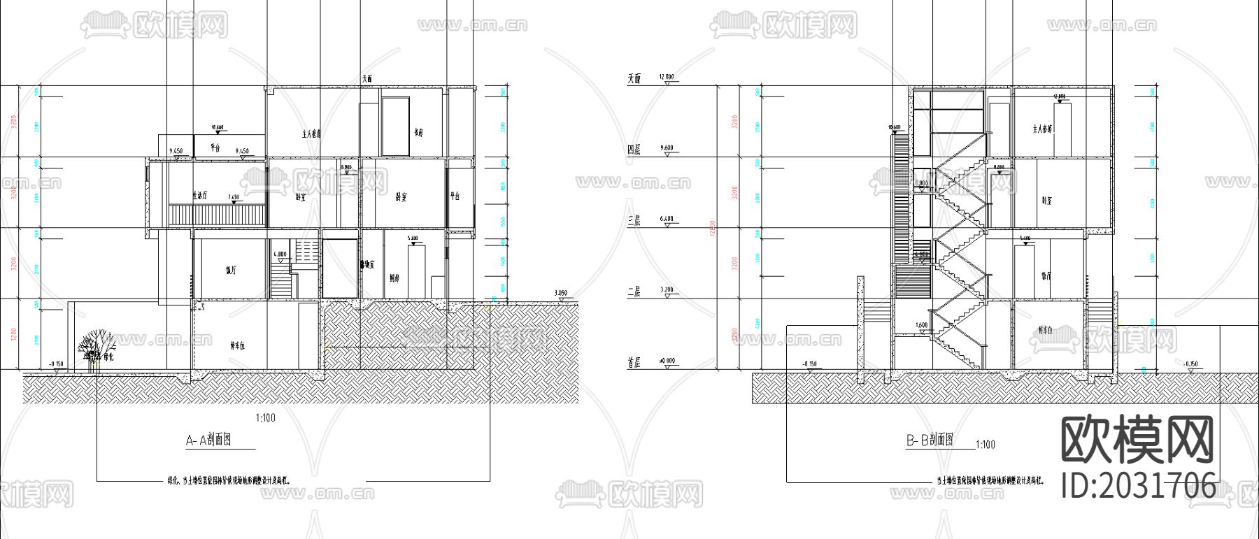 别墅建筑cad施工图下载（渲染图3）