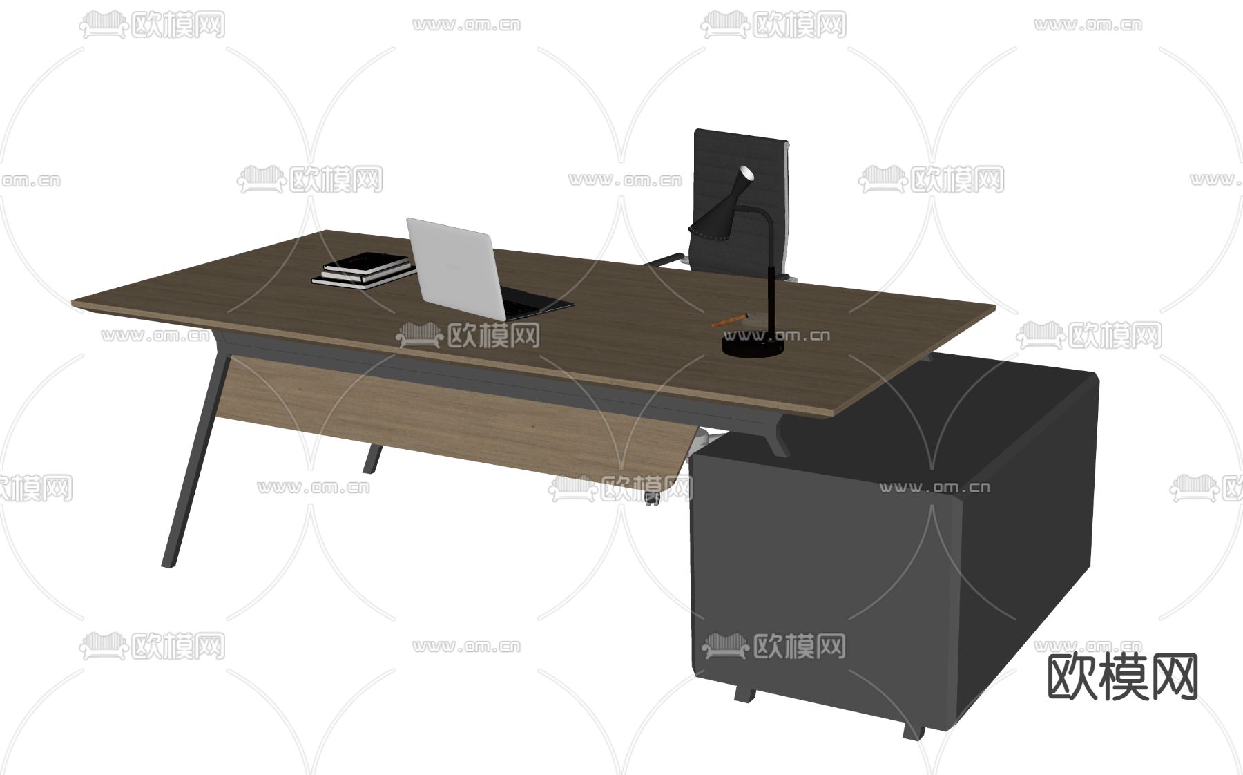 现代办公桌椅su模型下载（渲染图2）