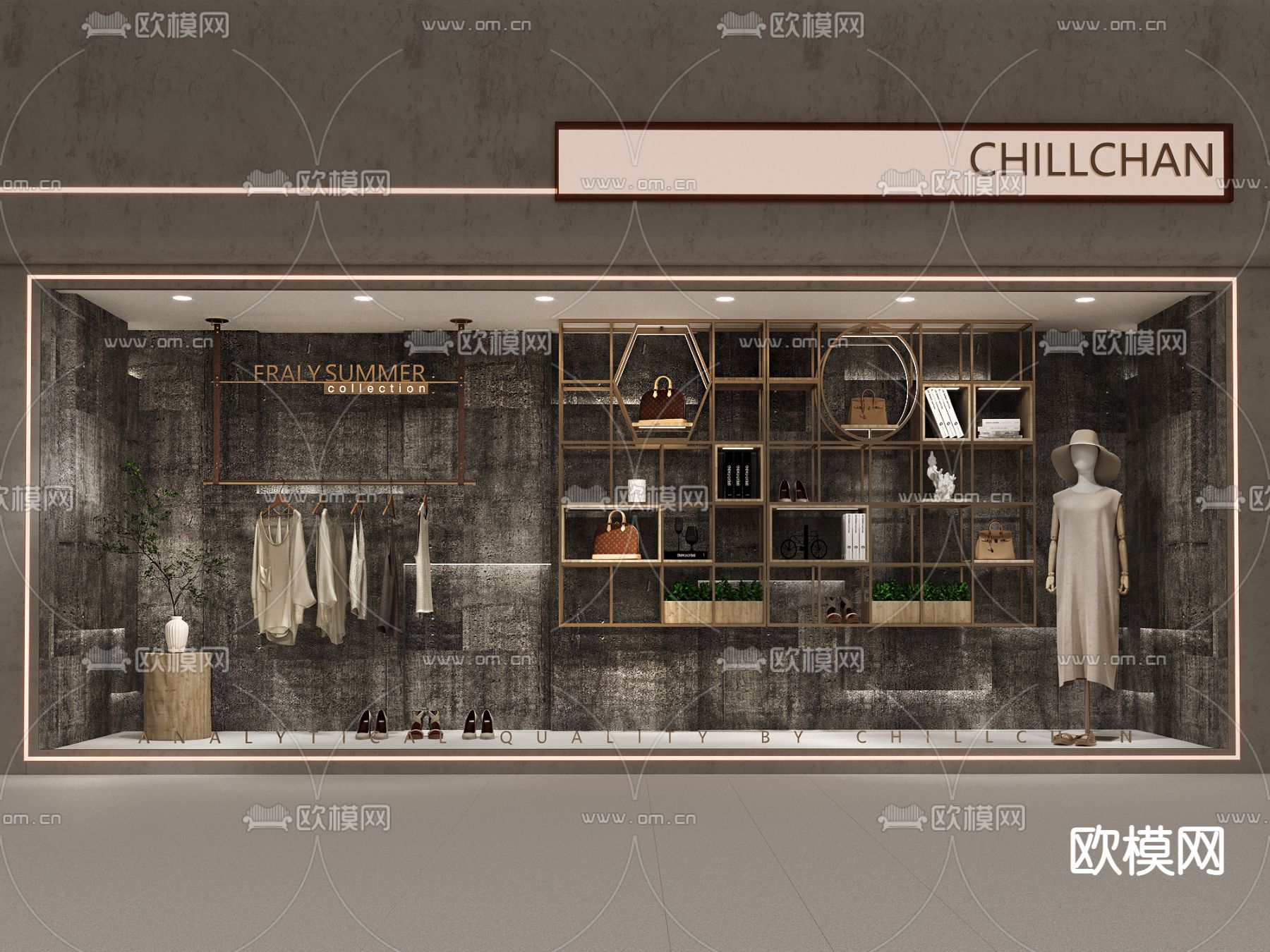 现代女装店橱窗3d模型下载_ID11868820_3dmax免费模型-欧模网