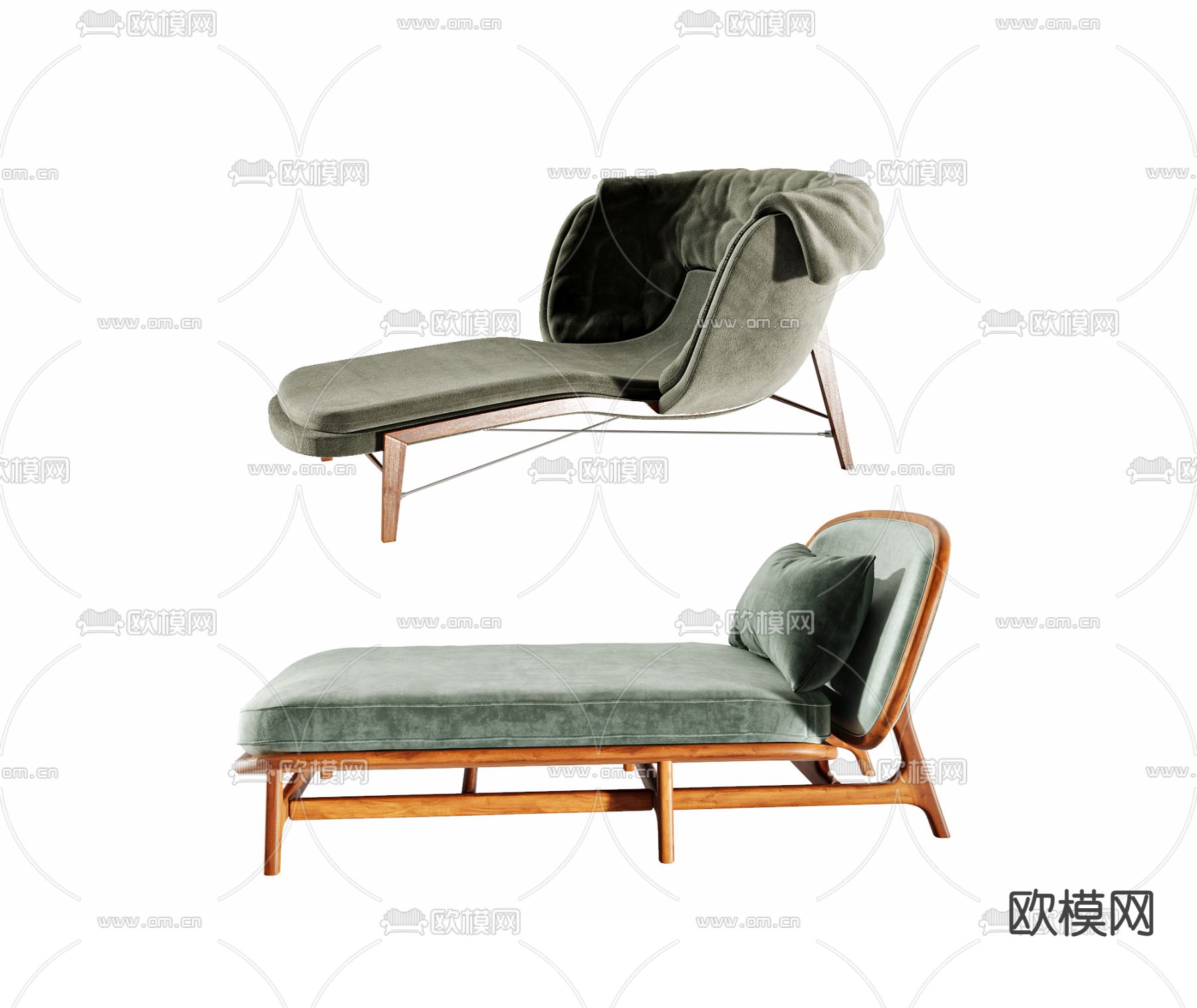 现代布艺贵妃椅3d模型下载