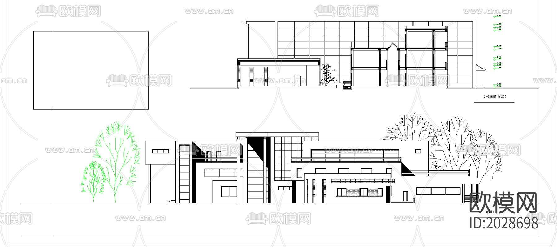 大学生活动中心设计CAD施工图下载（渲染图2）