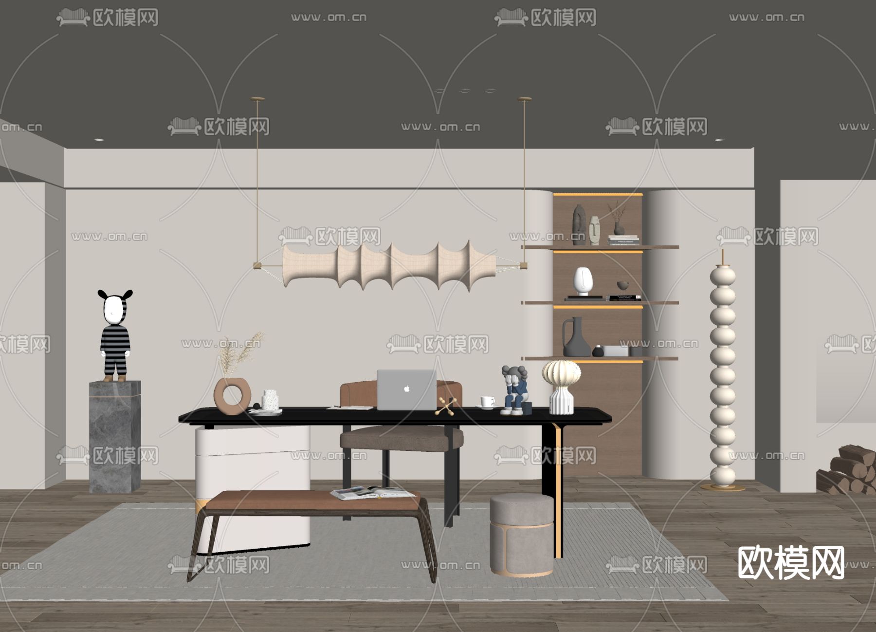 侘寂书房su模型下载（渲染图2）