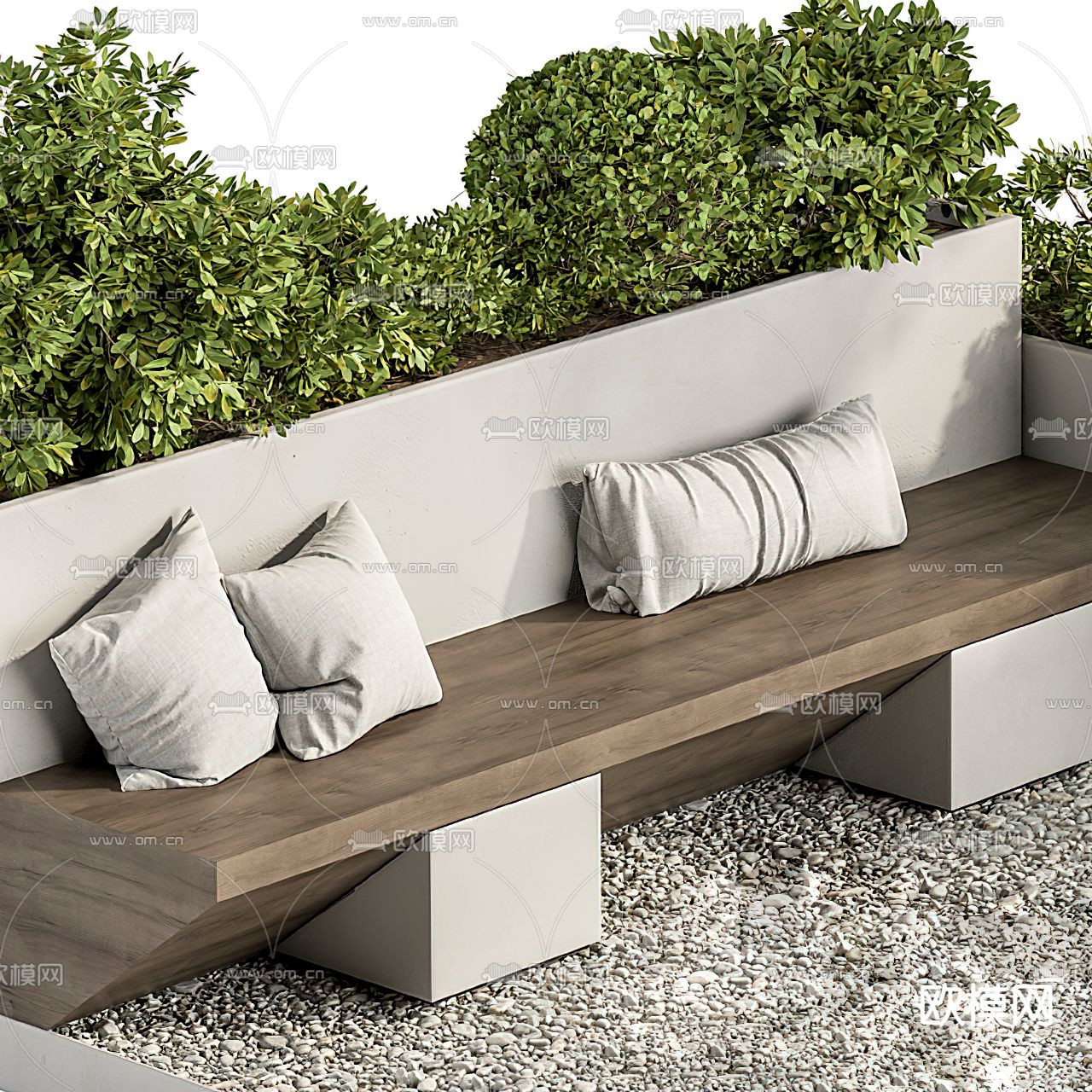 现代户外花坛座椅3d模型下载（渲染图4）
