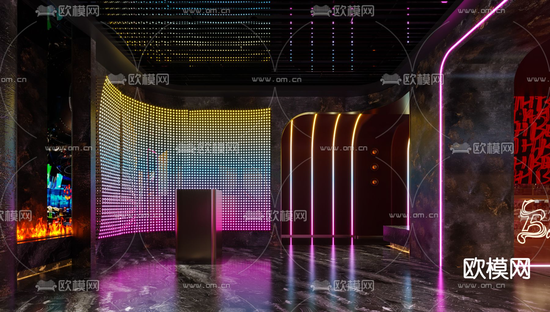 现代酒吧前台3d模型下载（渲染图2）