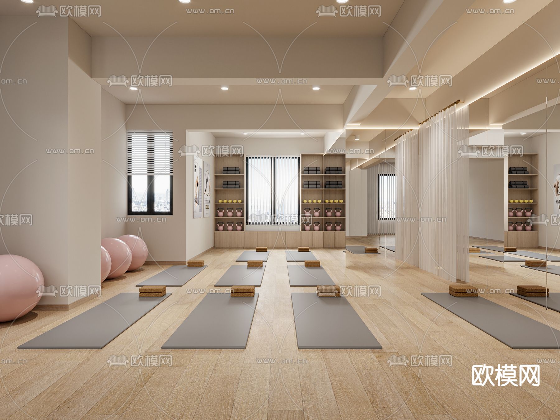 现代瑜伽健身室3d模型