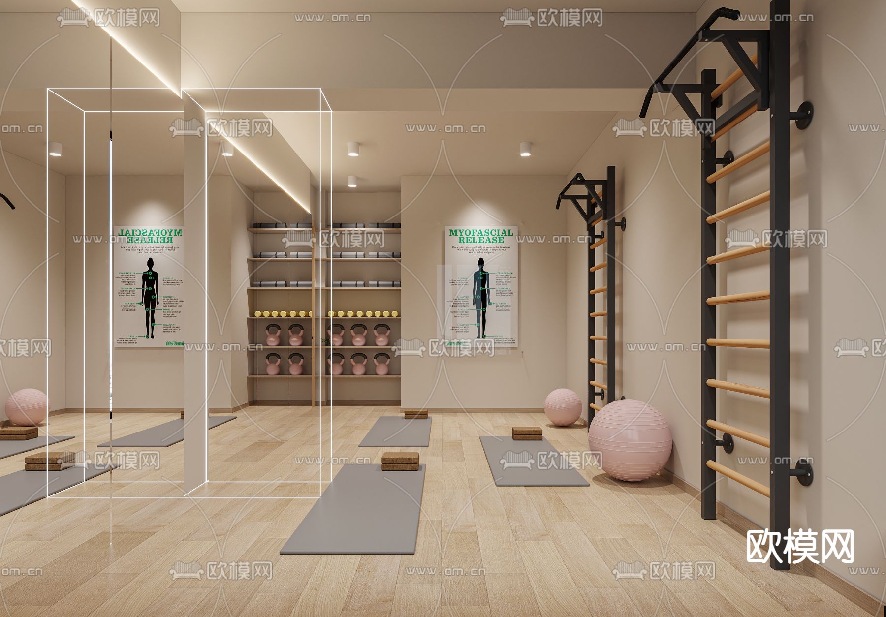 现代瑜伽健身室3d模型