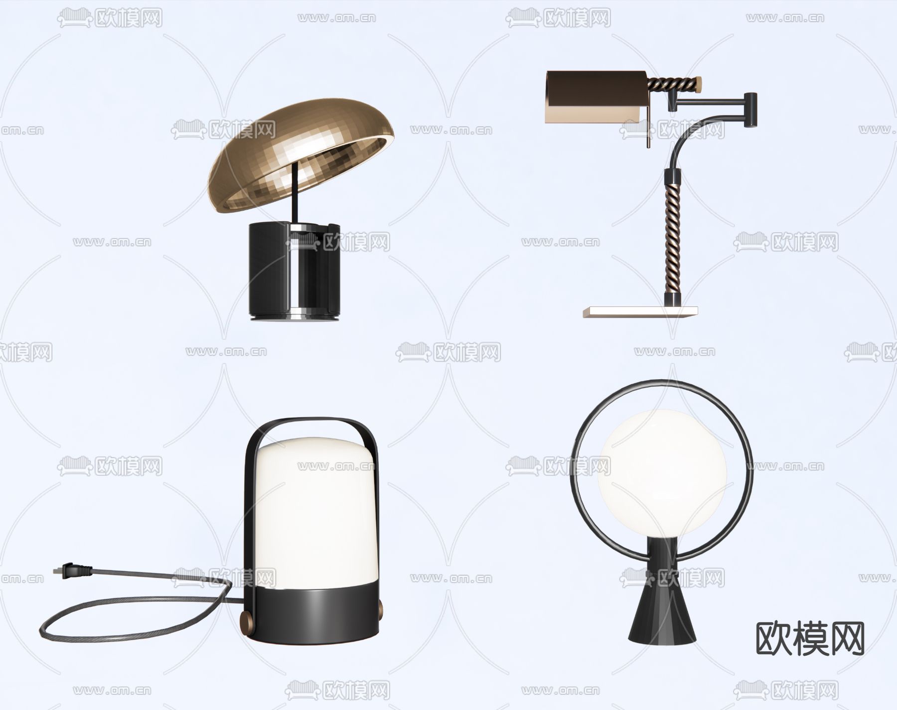 现代台灯su模型下载（渲染图1）
