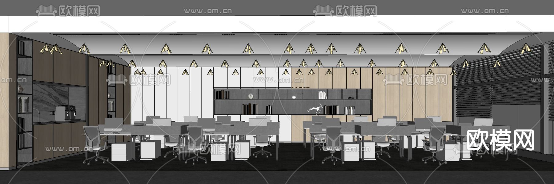 现代公共办公区su模型下载（渲染图3）