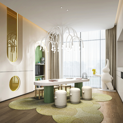  现代售楼处娱乐区su模型 