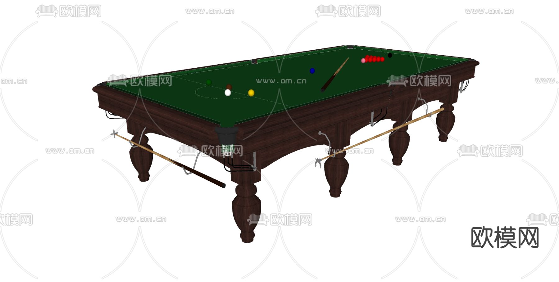 现代台球桌su模型下载（渲染图2）
