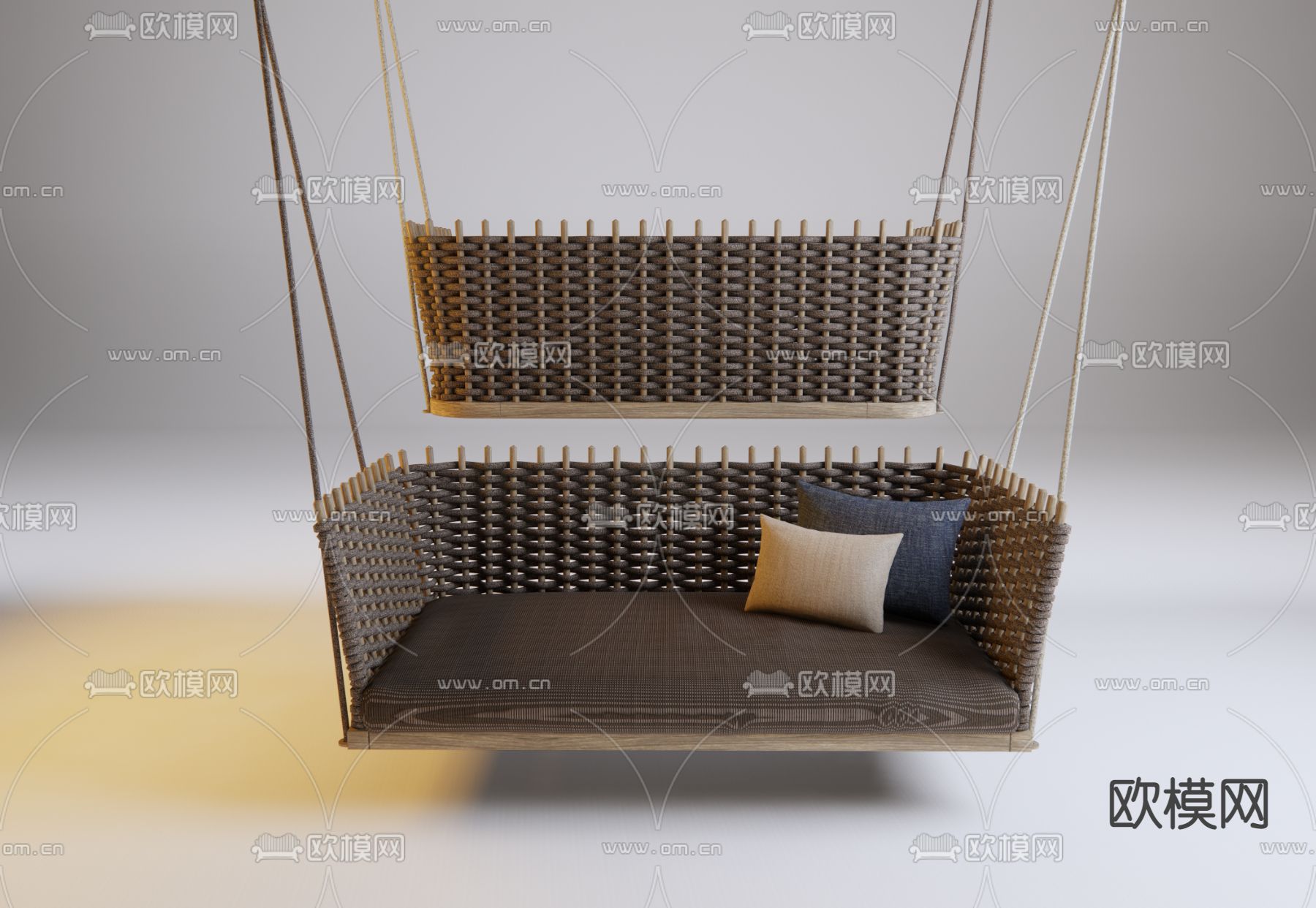现代藤编吊椅su模型下载（渲染图1）