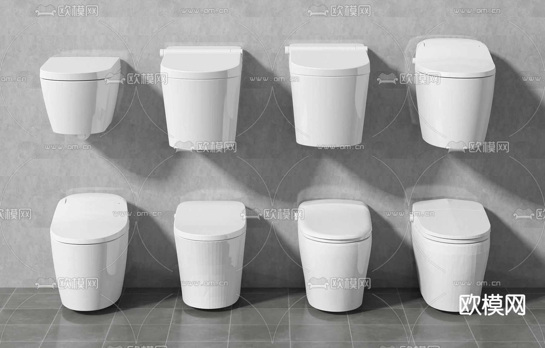 现代马桶坐便器3d模型下载