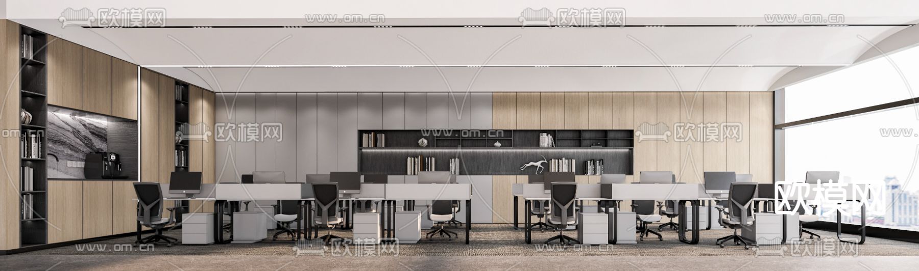 现代公共办公区su模型下载（渲染图1）