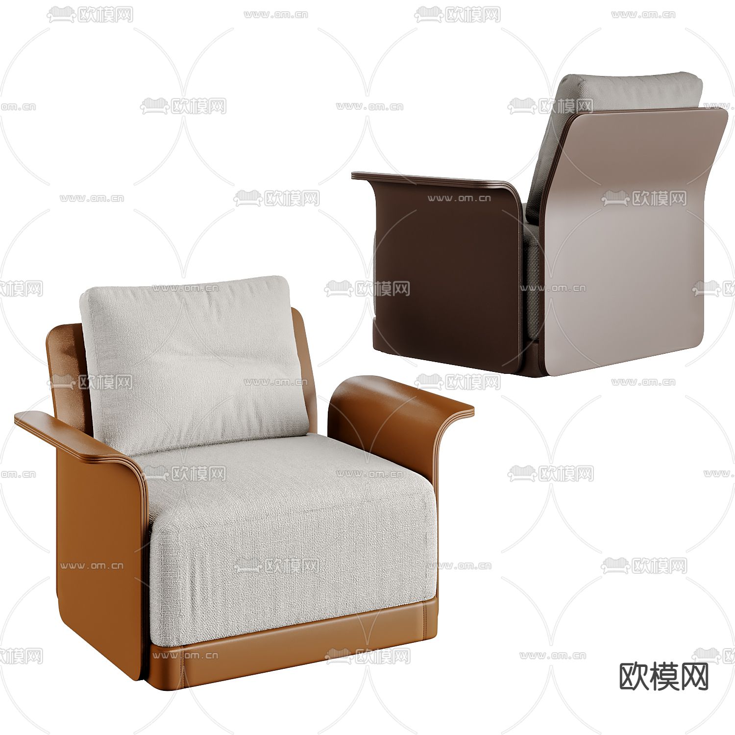 现代布艺单人沙发3d模型下载