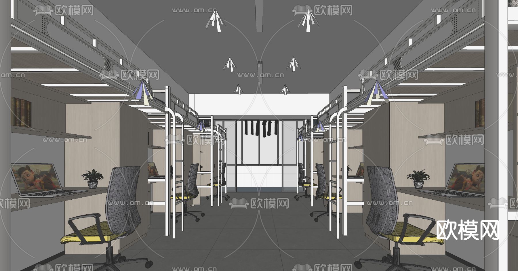 现代学校学生宿舍su模型