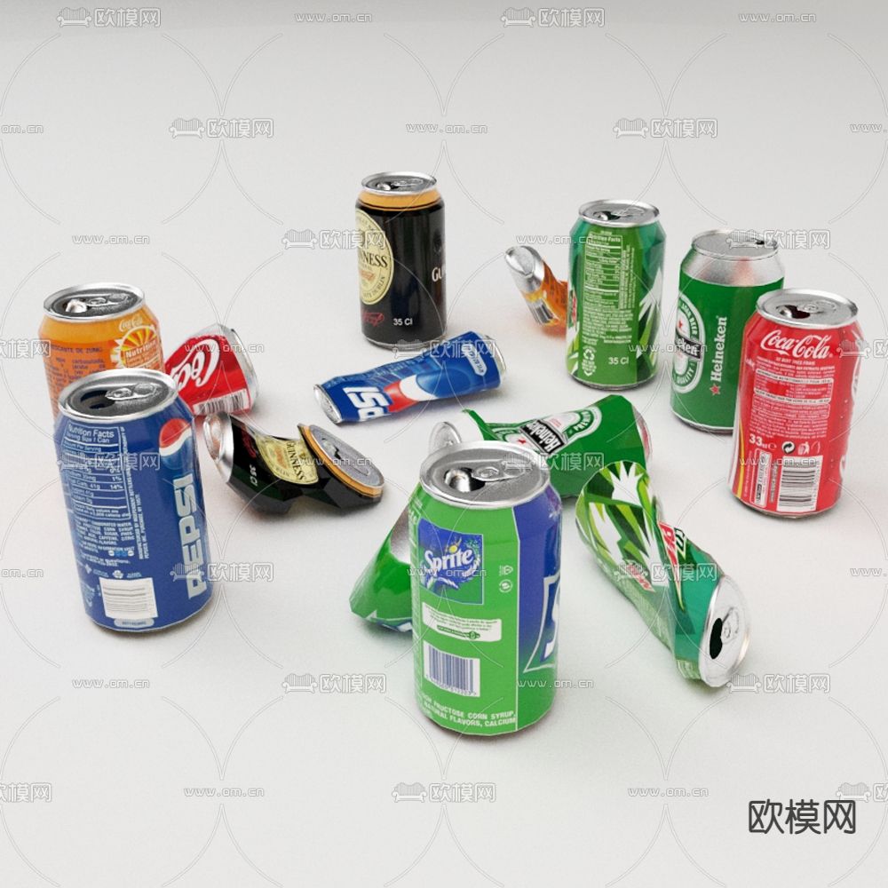 现代汽水饮料3d模型下载（渲染图2）