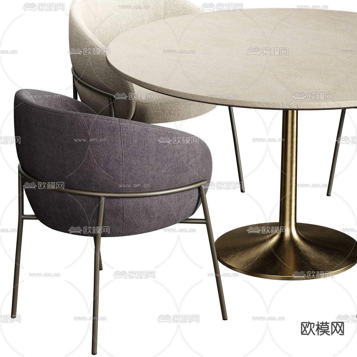 现代圆形休闲桌椅3d模型下载（渲染图4）