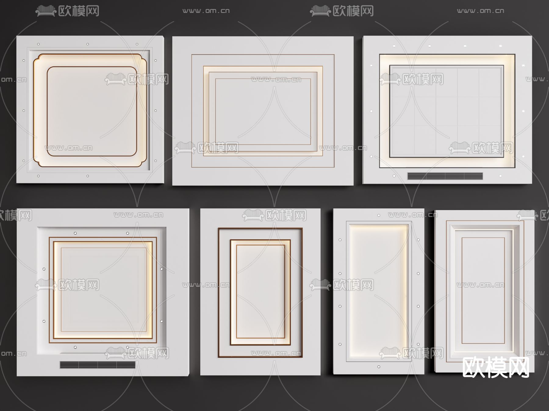 现代天花吊顶su模型下载（渲染图1）