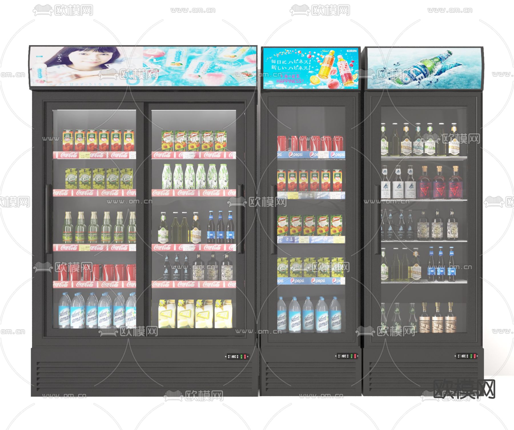 现代饮料冰箱冰柜3d模型下载