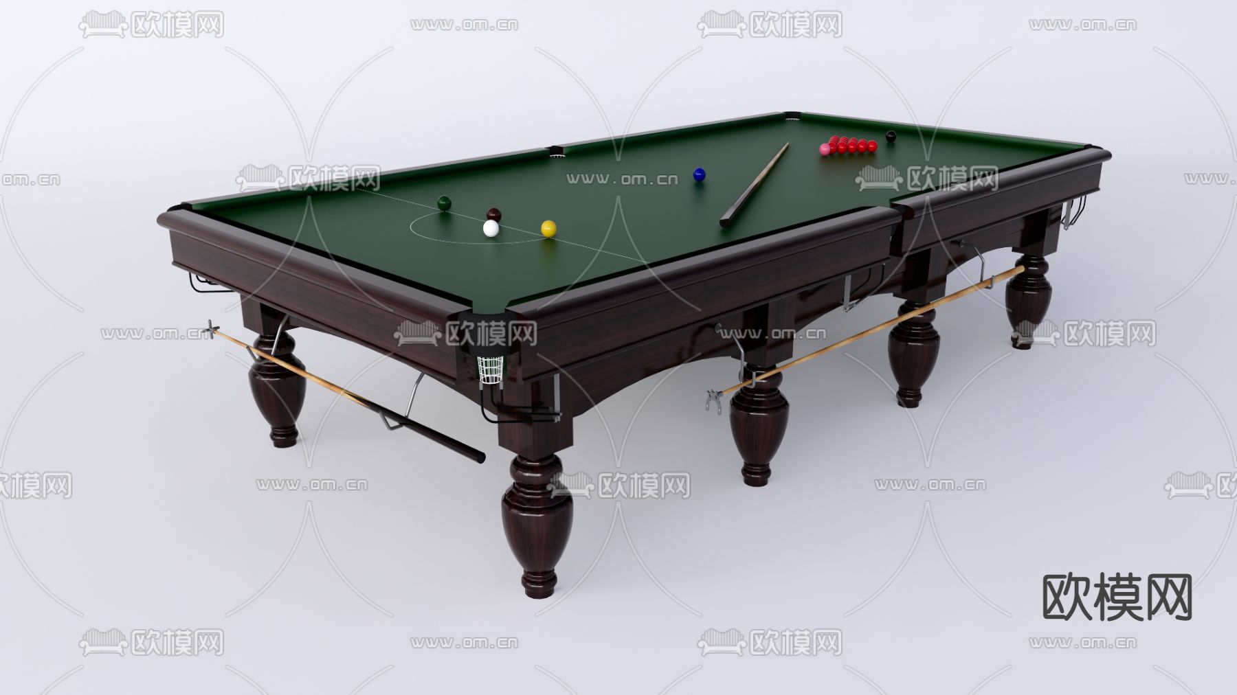 现代台球桌su模型下载（渲染图1）