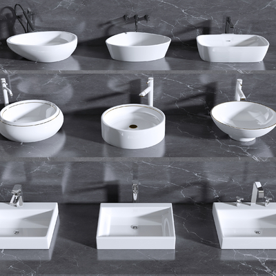  现代洗手盆台盆su模型 