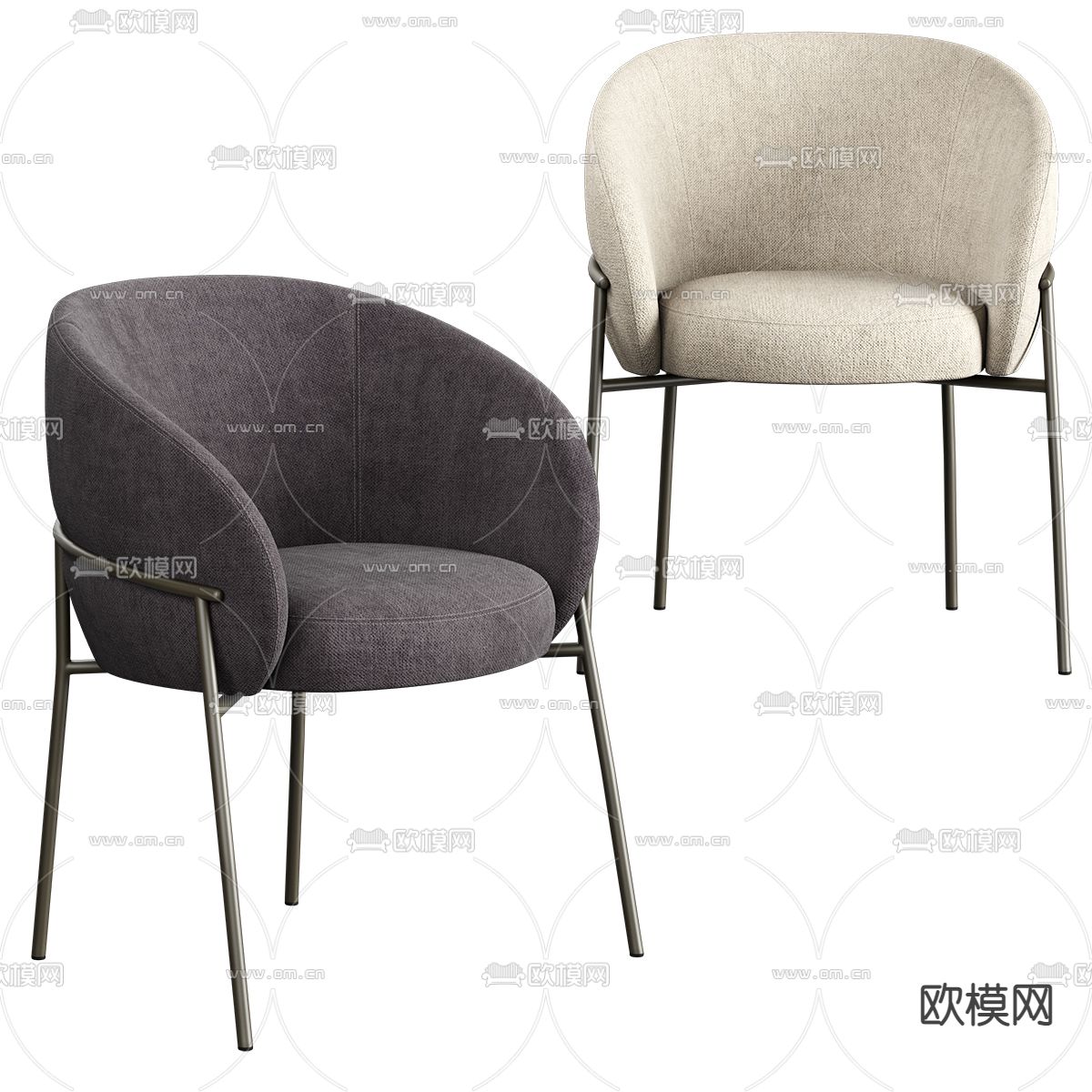 现代圆形休闲桌椅3d模型下载（渲染图2）