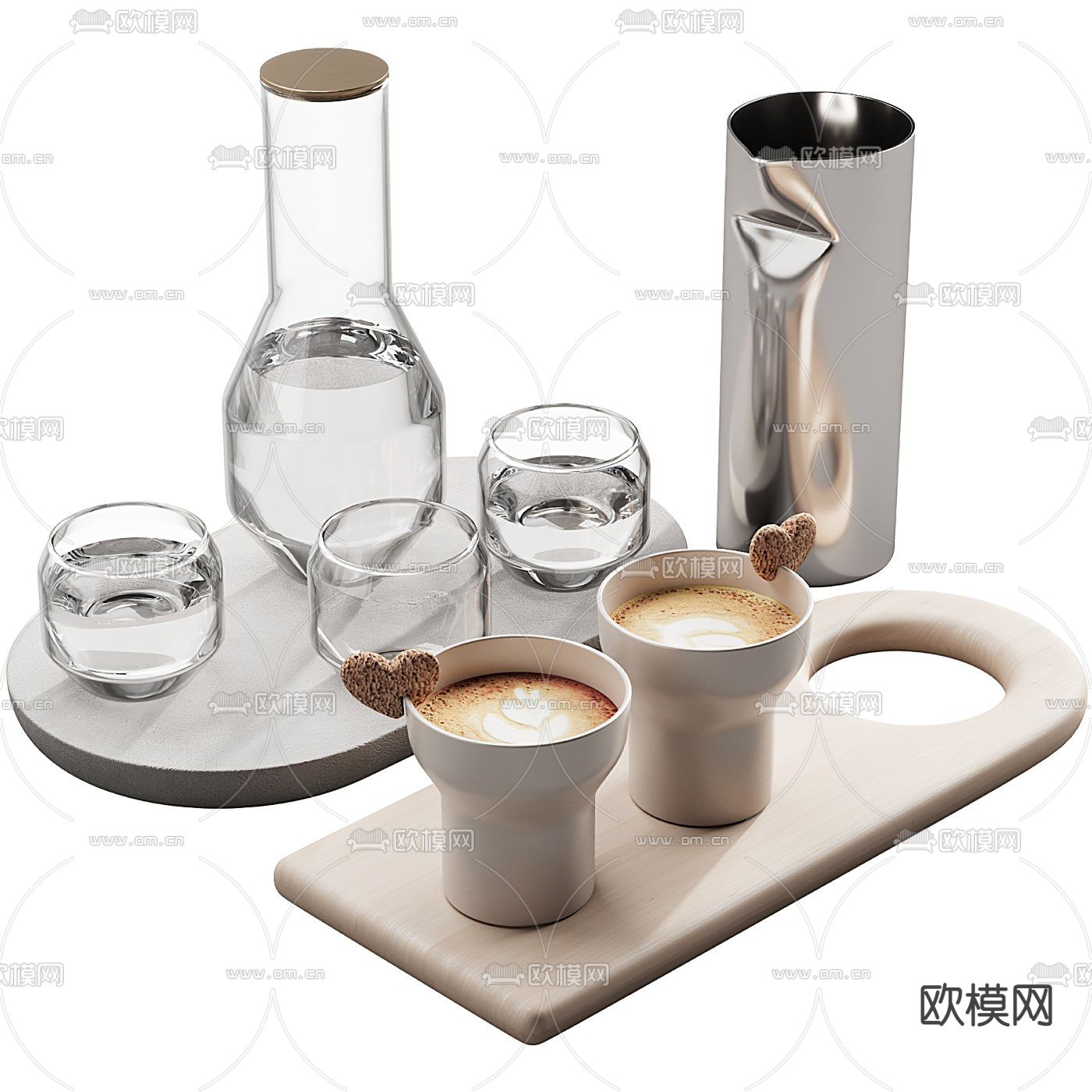 现代玻璃杯具3d模型下载