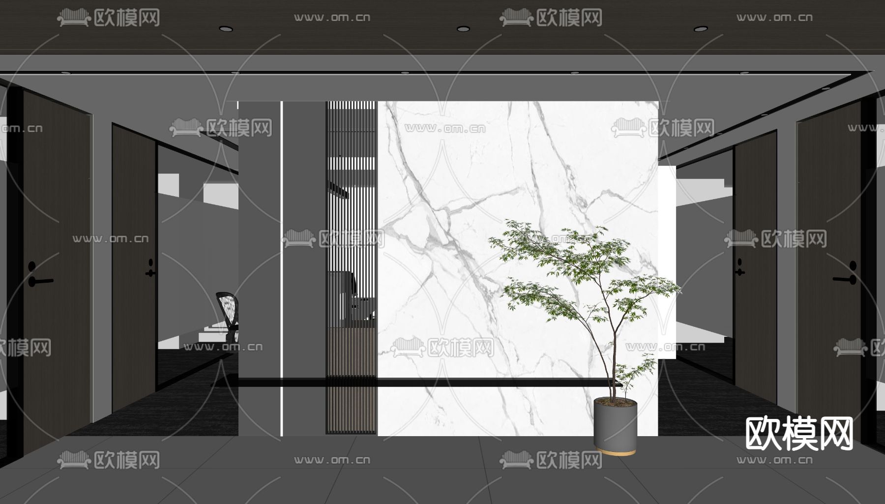 现代公司过道su模型下载（渲染图2）