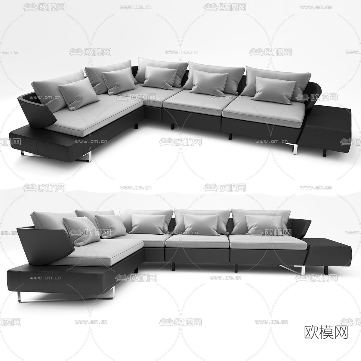 现代转角多人沙发免费3d模型下载