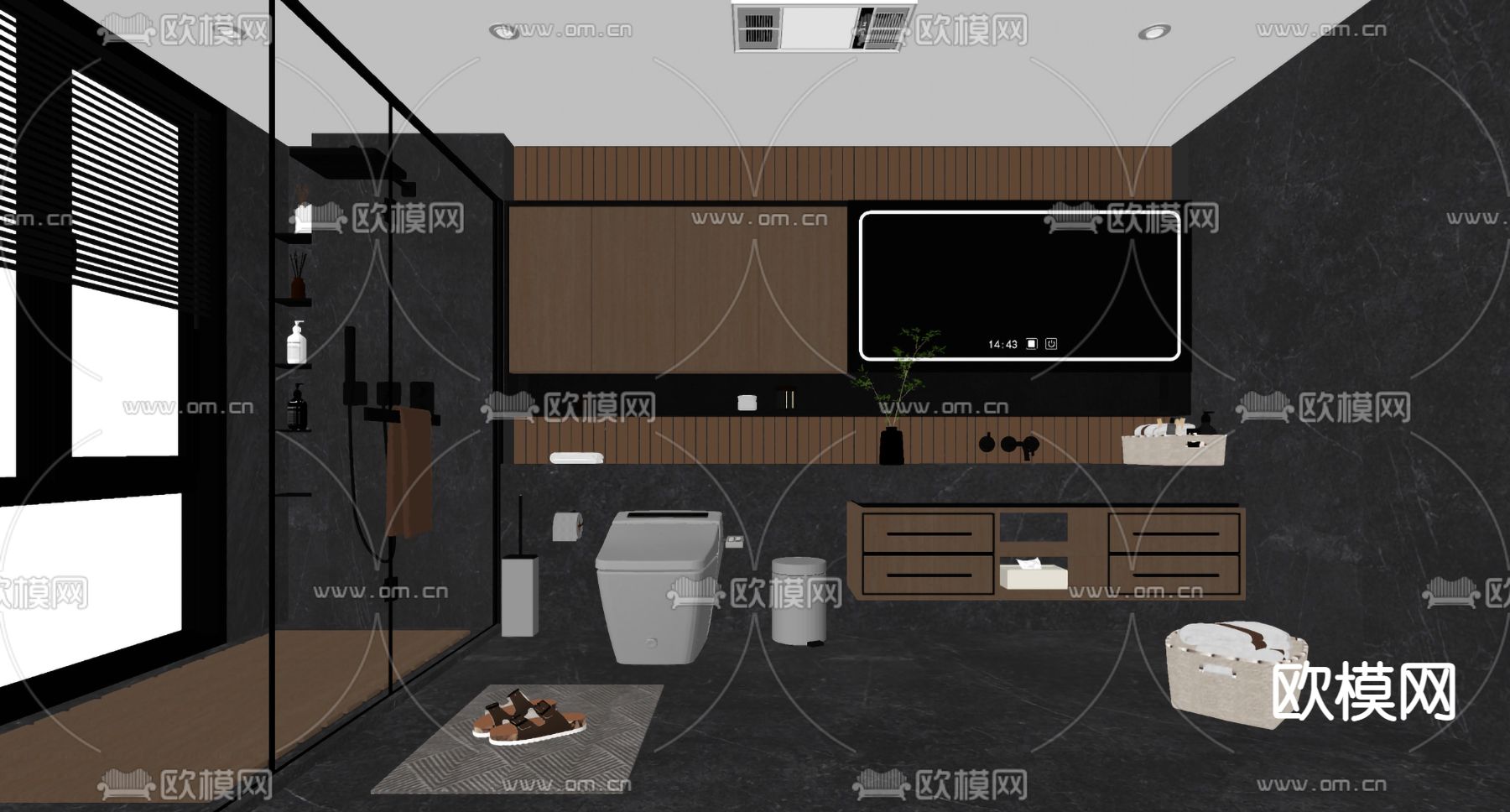 现代浴室卫生间su模型