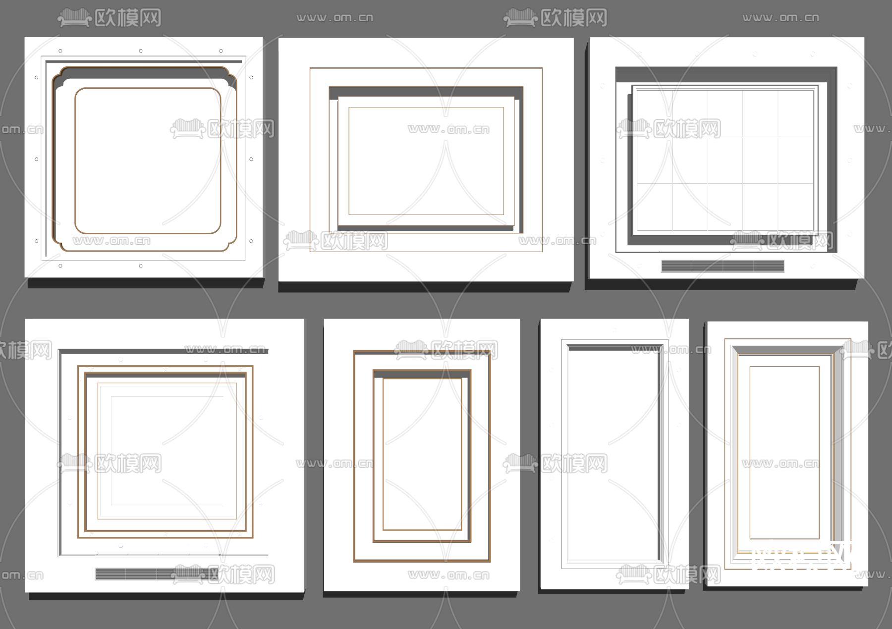 现代天花吊顶su模型下载（渲染图2）