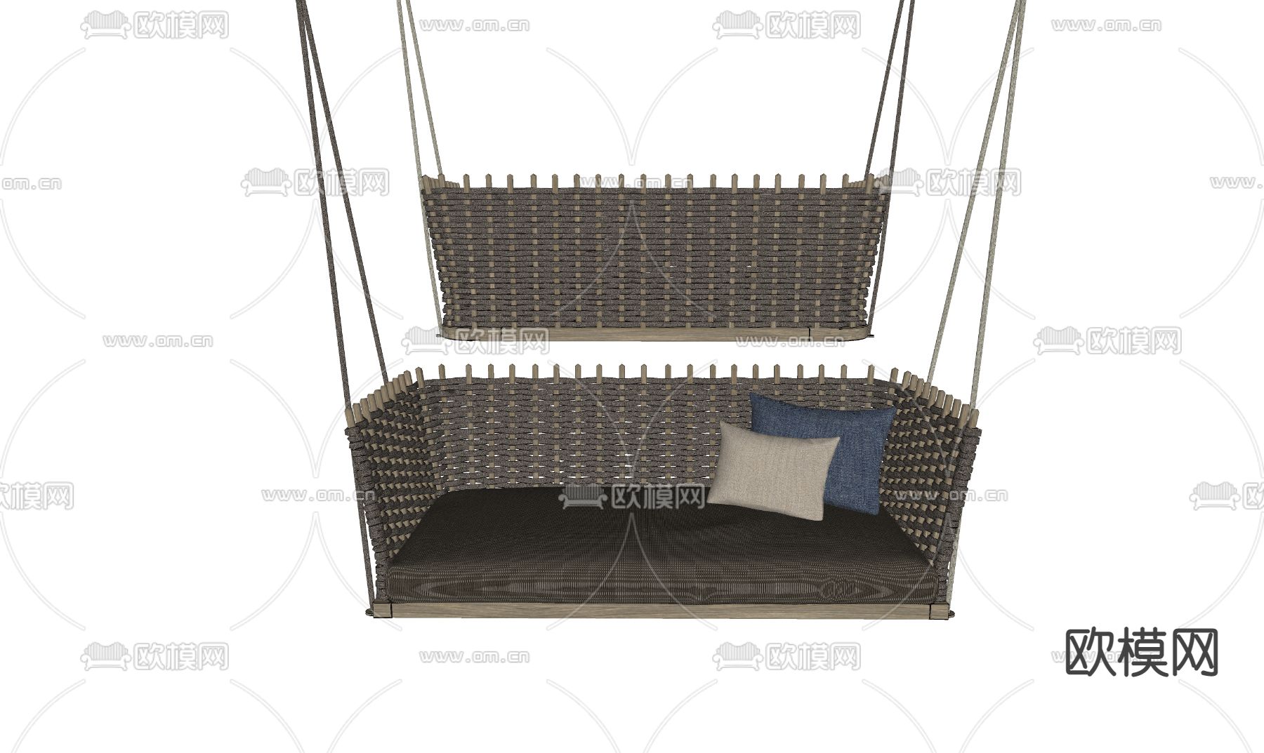 现代藤编吊椅su模型下载（渲染图2）