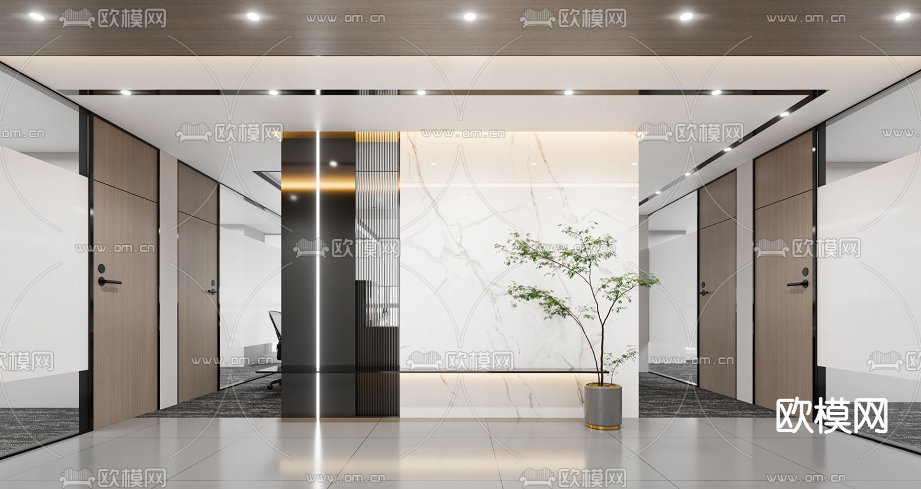 现代公司过道su模型下载（渲染图1）