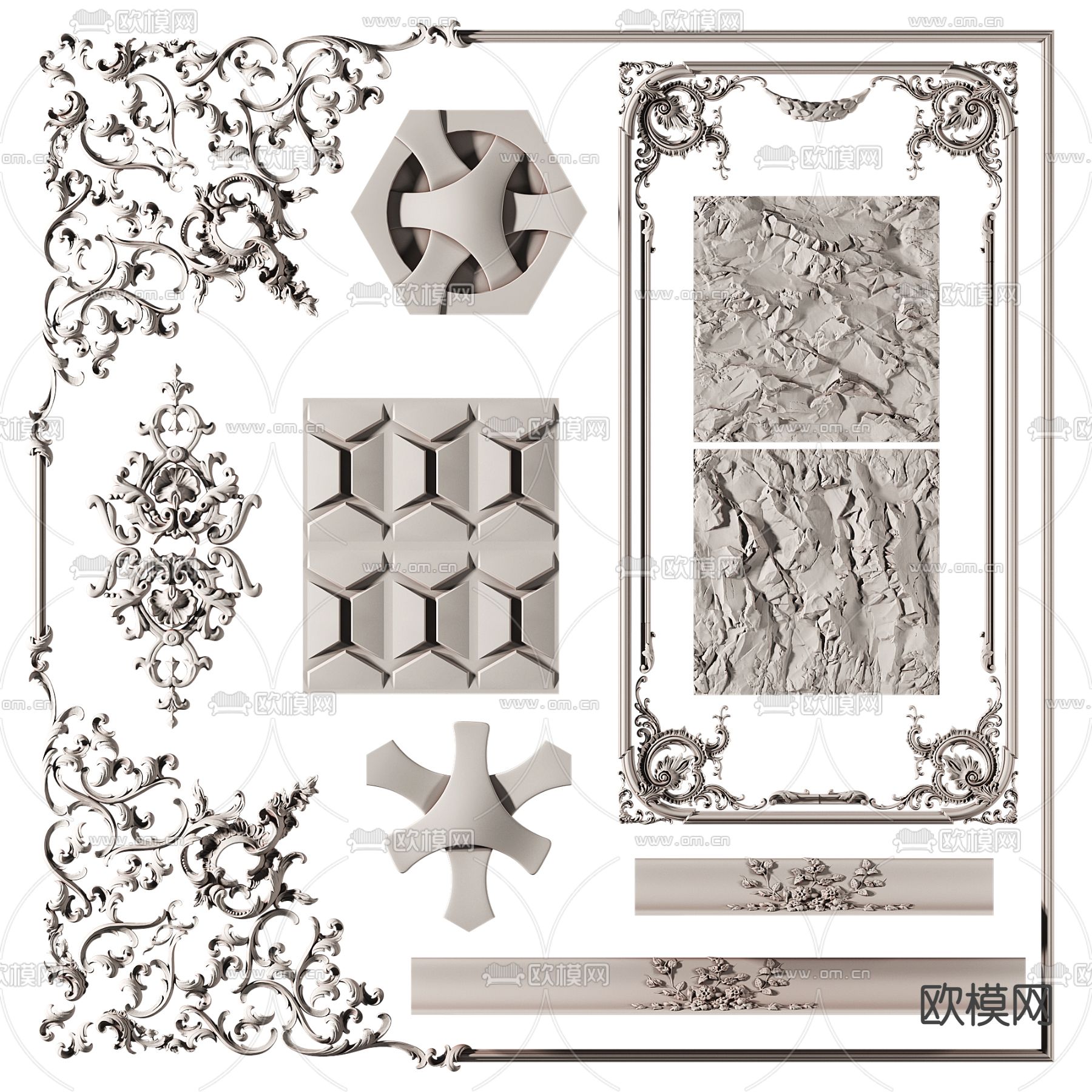 简欧石膏线条角线3d模型下载