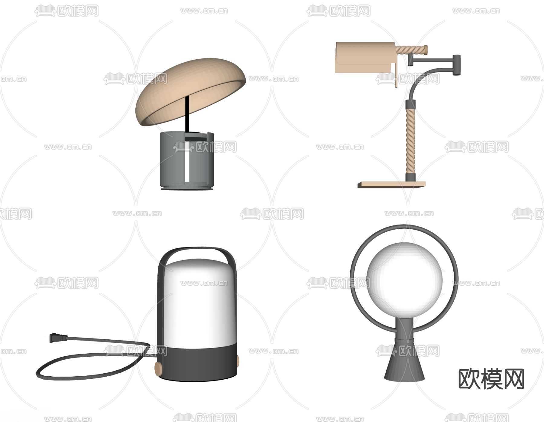 现代台灯su模型下载（渲染图2）