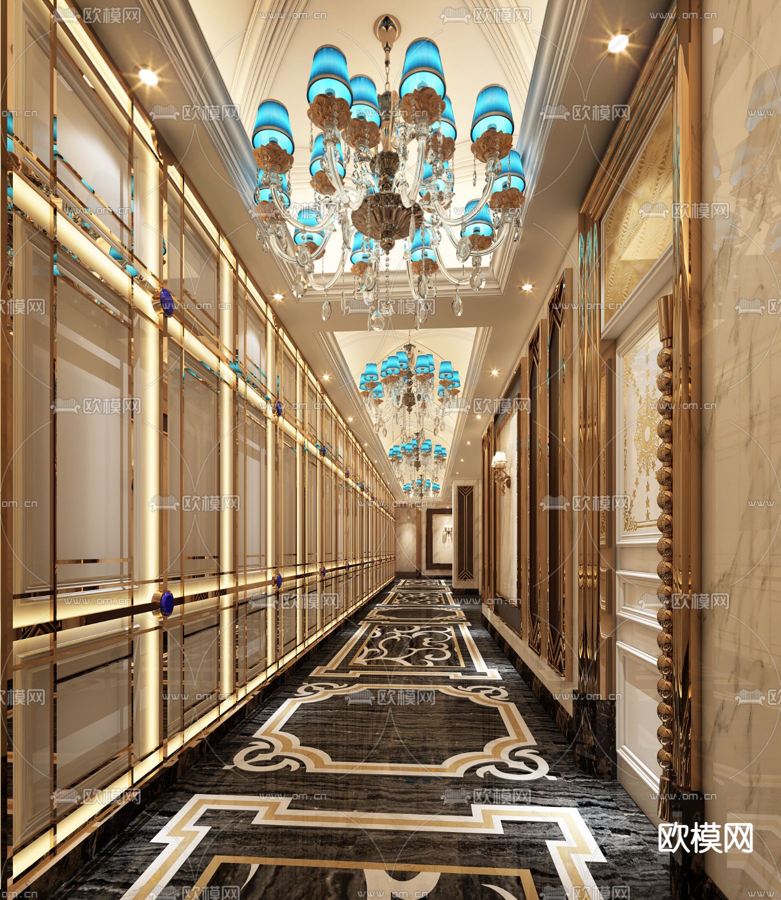 欧式KTV走廊过道3d模型下载