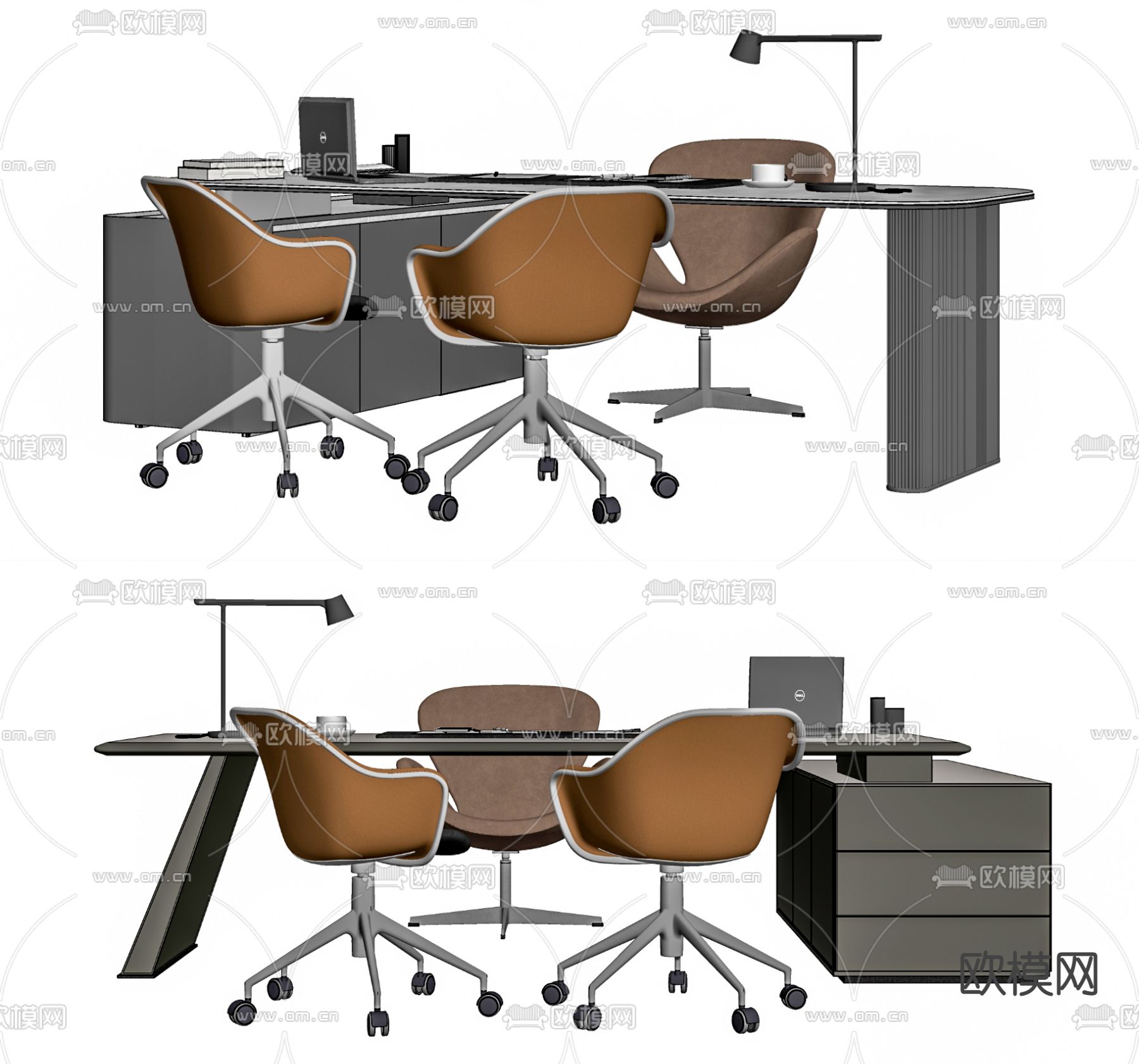 现代办公桌椅su模型
