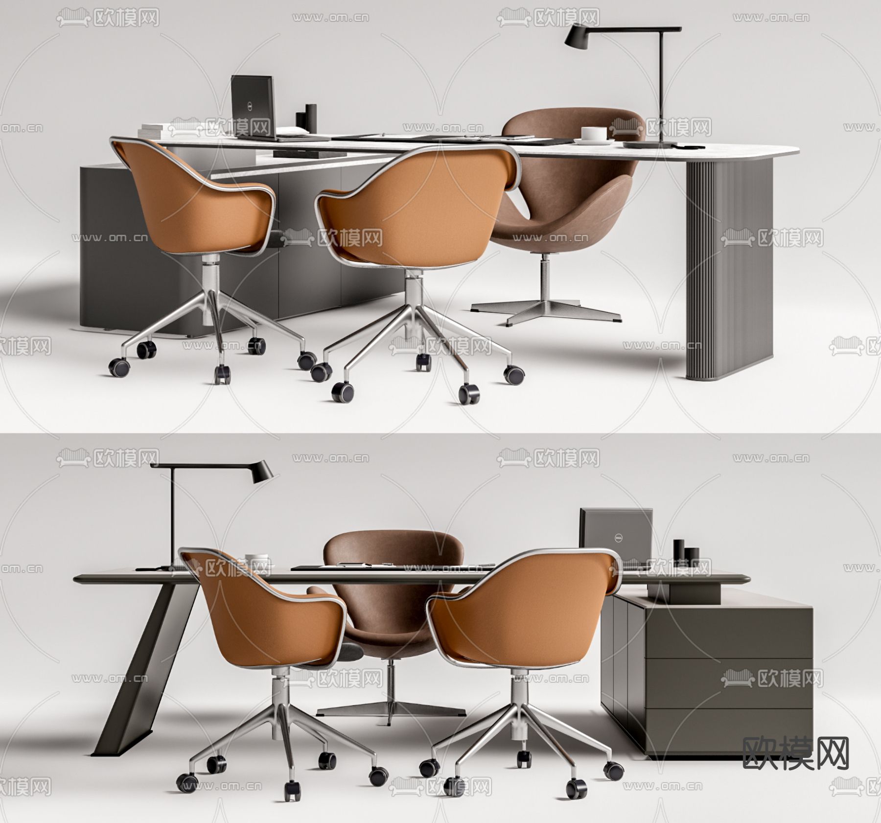 现代办公桌椅su模型